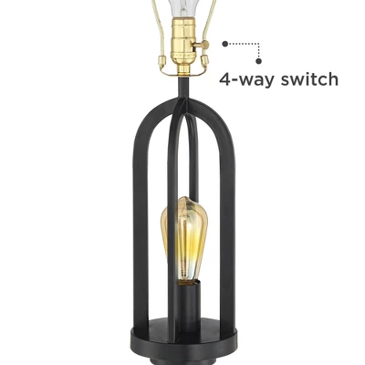 360 Lighting Marcel Rustic Farmhouse Floor Lamp 64" Tall Black Metal With LED Nightlight Natural Linen Drum Shade For Living Room Bedroom Office House 3 360 Lighting Marcel Rustic Farmhouse Floor Lamp 64" Tall Black Metal With LED Nightlight Natural Linen Drum Shade For Living Room Bedroom Office House - Image 3