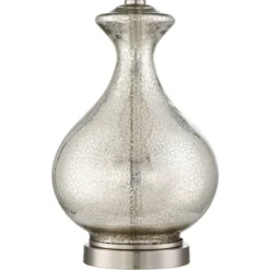 360 Lighting Albert Modern Table Lamp 24 3/4" High Mercury Glass Gourd Oatmeal Drum Shade For Bedroom Living Room Bedside Nightstand Office Kids House -360 Lighting Outlet Store GUEST 4bd7e1b8 6f32 476a b62b bc61b99c0be3