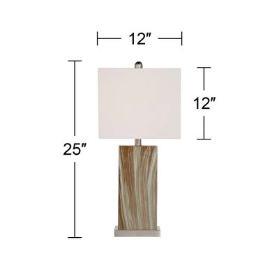 360 Lighting Connie Modern Table Lamps Set Of 2 25" High Brown Faux Marble With USB Charging Port White Rectangular Shade For Living Room Office Desk 5 360 Lighting Connie Modern Table Lamps Set Of 2 25" High Brown Faux Marble With USB Charging Port White Rectangular Shade For Living Room Office Desk - Image 5