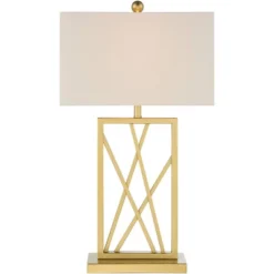 360 Lighting Claudia 26 1/2" Tall Square Modern Glam Luxe Table Lamp Gold Finish Metal Single White Shade Living Room Bedroom Bedside Nightstand House -360 Lighting Outlet Store GUEST 4dac601d 0638 434c 856d dab4ab9e3b0c
