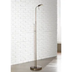 360 Lighting Regan Traditional Pharmacy Floor Lamp 59" Tall Dark Brass Metal LED Adjustable Gooseneck Head For Living Room Reading Bedroom Office