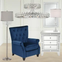 360 Lighting Modern Floor Lamp 62.5" Tall Satin Steel Chrome Crystal Chandelier Platinum Gray Silk Drum Shade For Living Room Reading Bedroom -360 Lighting Outlet Store GUEST 4fe5e9a6 0858 4ead 9f82 7f3f41848a76