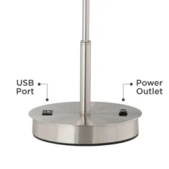 360 Lighting Nikola Modern Accent Table Lamps 23 3/4" High Set Of 2 Silver With USB And AC Power Outlet In Base White Drum Shade For Bedroom Home Desk -360 Lighting Outlet Store GUEST 50797682 793f 49bf a033 7b91b524b77b