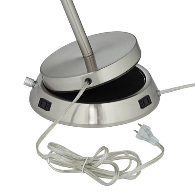360 Lighting Modern Table Lamp With Dimmable USB And AC Power Outlet Workstation Base 24.5" High Brushed Nickel Droplet White Shade Bedroom Desk 3 360 Lighting Modern Table Lamp With Dimmable USB And AC Power Outlet Workstation Base 24.5" High Brushed Nickel Droplet White Shade Bedroom Desk - Image 3