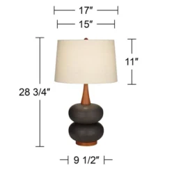 360 Lighting Amelia 28 3/4" Tall Mid Century Modern End Table Lamp Matte Black Ceramic Wood Single Living Room Bedroom Bedside Oatmeal Shade -360 Lighting Outlet Store GUEST 53ce4ee9 eff7 4762 8200 d1110b6ab340