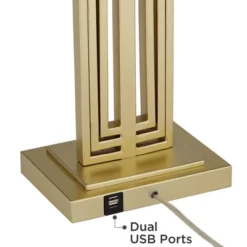 360 Lighting Sonia Modern Table Lamps 29 1/2" Tall Set Of 2 Gold Metal With Dual USB Charging Ports White Rectangular Shade For Bedroom Living Room -360 Lighting Outlet Store GUEST 582ebbf0 d7d9 45ad 98a8 c6c35783ae83