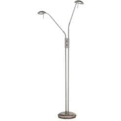 360 Lighting Casper Traditional Pharmacy Floor Lamp 63" Tall Brushed Nickel 2-Light LED Adjustable Arm Swivel Head For Living Room Bedroom -360 Lighting Outlet Store GUEST 5901084f a1bf 42e5 911c 0c927fb67b57