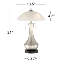 360 Lighting Simon Modern Accent Table Lamps Set Of 2 21" High Silver With USB Charging Port White Glass Dome Shade For Bedroom Living Room House Desk -360 Lighting Outlet Store GUEST 59be30bd 9312 4556 be94 da36f3f8f371