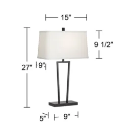 360 Lighting Cole Modern Table Lamps 27" Tall Set Of 2 Black Metal With USB Charging Ports White Rectangular Shade For Bedroom Living Room Bedside -360 Lighting Outlet Store GUEST 5ad108d5 96c0 471a 8f11 df4a1a1a43c2
