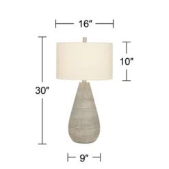 360 Lighting Julio Modern Table Lamp 30" Tall Natural Gray Ceramic Oatmeal Drum Shade For Bedroom Living Room Bedside Nightstand Office Kids House -360 Lighting Outlet Store GUEST 5bf60fcf 1b75 4f0d ad0a 209b050248bb