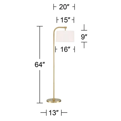 360 Lighting Modern Art Deco Arc Floor Lamp 64" Tall Warm Gold Metal White Fabric Drum Shade For Living Room Reading Family Bedroom Office House Home 8 360 Lighting Modern Art Deco Arc Floor Lamp 64" Tall Warm Gold Metal White Fabric Drum Shade For Living Room Reading Family Bedroom Office House Home - Image 8
