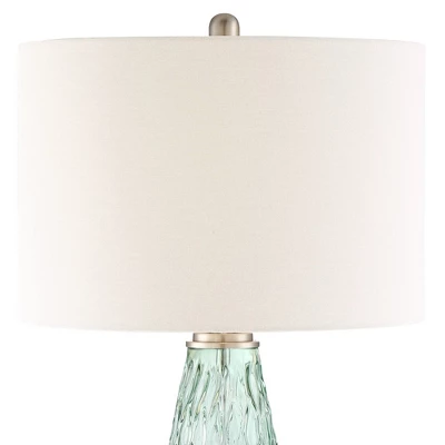 360 Lighting Julia Modern Table Lamp 26 1/2" High Green Glass White Drum Shade For Bedroom Living Room Bedside Nightstand Office Kids Family House 2 360 Lighting Julia Modern Table Lamp 26 1/2" High Green Glass White Drum Shade For Bedroom Living Room Bedside Nightstand Office Kids Family House - Image 2