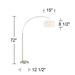 360 Lighting Cora Modern Arc Floor Lamp Standing 72" Tall Brushed Nickel Metal White Linen Drum Shade For Living Room Reading Bedroom Office House -360 Lighting Outlet Store GUEST 5e9fa50d 7d2e 44e5 bacf a14ec9c2c68a