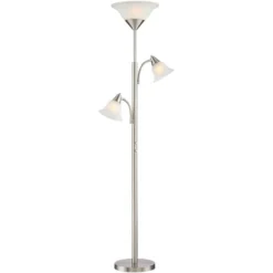 360 Lighting Jordan Modern Torchiere Floor Lamp With Side Lights 71 1/2" Tall Brushed Nickel Alabaster Glass Shade For Living Room Reading Bedroom -360 Lighting Outlet Store GUEST 5f33c8c4 bd5a 4fb8 b18b f88ae94a3774