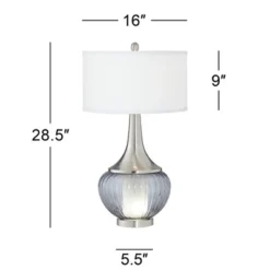 360 Lighting Courtney Modern Table Lamps 28 1/2" Tall Set Of 2 Fluted Smoked Glass With Nightlight White Linen Drum Shade For Living Room Nightstand -360 Lighting Outlet Store GUEST 60ab333c 4920 445c b40e 3ccf9b8671c1