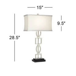 360 Lighting Evan Modern Table Lamps 28 1/2" Tall Set Of 2 Brushed Nickel With USB Charging Port White Rectangular Shade For Bedroom Living Room House -360 Lighting Outlet Store GUEST 60f93891 392d 4390 b0fe ba6ca2ca90f1