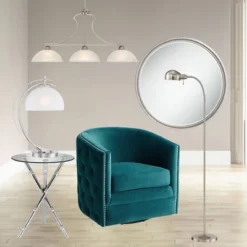 360 Lighting Ridley Modern Floor Lamp Standing 61" Tall Satin Nickel Metal Adjustable Gooseneck Arm For Living Room Reading Bedroom Office House Home -360 Lighting Outlet Store GUEST 612ac612 cf79 4957 a03e 387361ba256a