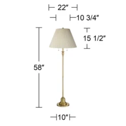 360 Lighting Spenser Retro Art Deco 58" Tall Floor Lamp Brushed Antique Brass Beige Fabric Pleated Empire Shade For Living Room Bedroom -360 Lighting Outlet Store GUEST 6206b149 671d 48e8 86ce 2326c054579f
