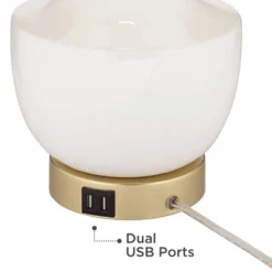 360 Lighting Nesbit Modern Mid Century Table Lamps 25" High Set Of 2 White Ceramic With USB Charging Port Drum Shade For Bedroom Living Room Bedside -360 Lighting Outlet Store GUEST 628b89c5 b69c 48a2 9eba 40011b5169fc