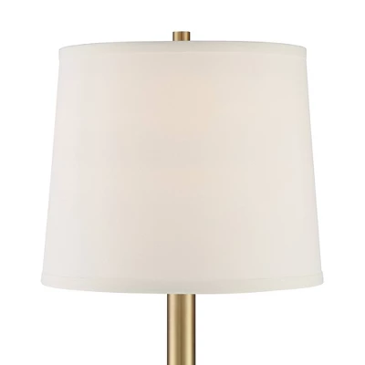 360 Lighting Camile Modern Table Lamps 25" High Set Of 2 Brass Metal With USB Charging Port Oatmeal Drum Shade For Bedroom Living Room Bedside Desk 2 360 Lighting Camile Modern Table Lamps 25" High Set Of 2 Brass Metal With USB Charging Port Oatmeal Drum Shade For Bedroom Living Room Bedside Desk - Image 2