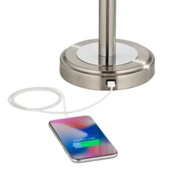 360 Lighting Camile Modern Table Lamps 25" High Set Of 2 Brushed Nickel With USB Charging Port Off White Drum Shade For Living Room Office House Desk -360 Lighting Outlet Store GUEST 63eb9f7d 0464 464c 873c 9d1522555def 1