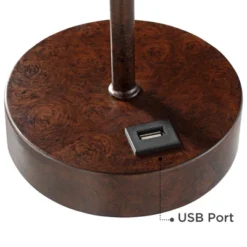 360 Lighting Justin Modern Accent Table Lamps 18 1/4" High Set Of 2 Marbled Bronze Metal With USB Charging Ports Oatmeal Drum Shade For Bedroom Desk -360 Lighting Outlet Store GUEST 64d1aa75 b22c 483a 94a8 084eb7358641