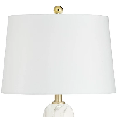 360 Lighting Maceao Modern Table Lamps 28" Tall Set Of 2 White Faux Marble Tapered Drum Shade For Bedroom Living Room Bedside Nightstand Office House 3 360 Lighting Maceao Modern Table Lamps 28" Tall Set Of 2 White Faux Marble Tapered Drum Shade For Bedroom Living Room Bedside Nightstand Office House - Image 3