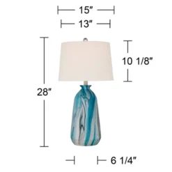 360 Lighting Carlton Modern Coastal Table Lamps 28" Tall Set Of 2 Swirling Blue Faux Marble White Tapered Drum Shade For Bedroom Living Room Bedside -360 Lighting Outlet Store GUEST 6583631e 7494 4d80 8b0f 421c3afa93a2