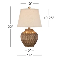 360 Lighting Buckhead Modern Accent Table Lamp 22" High Warm Bronze Brown Geometric Fabric Drum Shade For Bedroom Living Room Bedside Nightstand -360 Lighting Outlet Store GUEST 67bd50d3 9b9b 402e a357 efc3e7b062b7