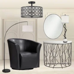 360 Lighting Cora Modern Arc Floor Lamp Standing 72" Tall Black Metal White Linen Drum Shade Decor For Living Room Reading Bedroom Office House Home -360 Lighting Outlet Store GUEST 6b35bfa9 2b9b 4e8a 810c cada5a541486