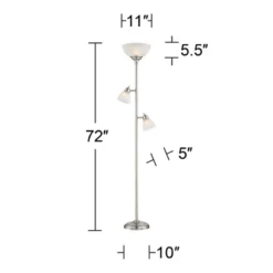 360 Lighting Ellery Modern Torchiere Floor Lamp With Side Lights 72" Tall Brushed Nickel Frosted White Glass Shade For Living Room Reading Bedroom -360 Lighting Outlet Store GUEST 6b8cb13f 3c91 4d63 91b2 962b241191fe