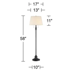 360 Lighting Spenser Rustic Farmhouse Floor Lamp 58" Tall Oiled Bronze Metal Off White Linen Empire Shade For Living Room Bedroom Office House Home -360 Lighting Outlet Store GUEST 6bf91222 0335 495e 983e b92887076e61
