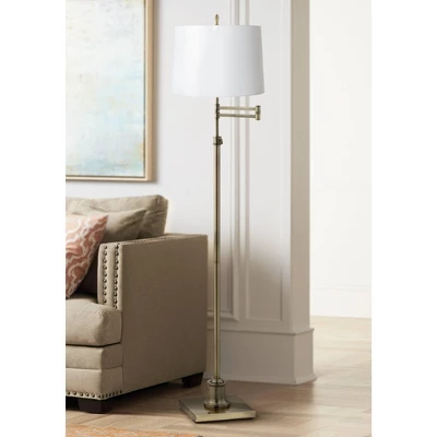 360 Lighting Modern Swing Arm Floor Lamp Adjustable Height 70" Tall Antique Brass White Hardback Drum Shade For Living Room Reading Bedroom 1 360 Lighting Modern Swing Arm Floor Lamp Adjustable Height 70" Tall Antique Brass White Hardback Drum Shade For Living Room Reading Bedroom