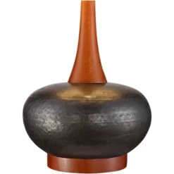 360 Lighting Andi Modern Mid Century Table Lamp 24 1/2" High Hammered Brown Ceramic Red Oak Wood Off White Shade For Bedroom Living Room Bedside Desk -360 Lighting Outlet Store GUEST 6d7bc6c6 bfe9 4cb9 a63c 3a781b6d4320