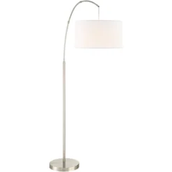 360 Lighting Modern Arc Floor Lamp With USB Charging Port 72" Tall Brushed Nickel White Drum Shade For Living Room Reading House -360 Lighting Outlet Store GUEST 6e4f6faa 2270 411a 93b6 7bf9d03872e5
