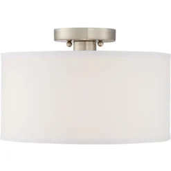 360 Lighting Adams Modern Ceiling Light Semi Flush Mount Fixtures 14" Wide Set Of 2 Brushed Nickel White Fabric Drum For Bedroom Kitchen Living Room -360 Lighting Outlet Store GUEST 6ebfa7dd 580c 45a6 a7a0 349bdd1cc33c