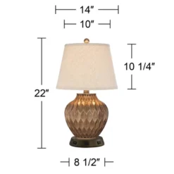 360 Lighting Accent Table Lamp With USB And AC Power Outlet Workstation Charging Base 22" High Warm Bronze Drum Shade Living Room Desk -360 Lighting Outlet Store GUEST 712f942a f32c 449b a263 981ffcb1cc43