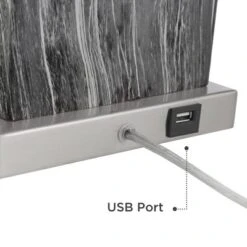 360 Lighting Connie Modern Table Lamps Set Of 2 With White Marble Riser 25" High Black Faux Marble USB Charging Port White Rectangular Shade For Desk -360 Lighting Outlet Store GUEST 71589750 1e2d 47e9 a685 da6f3eb5bf29 2
