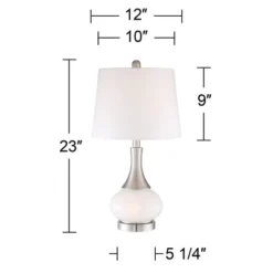360 Lighting Serrena Modern Accent Table Lamp 23" High White Glass Brushed Nickel Metal With Nightlight Drum Shade For Bedroom Living Room House Home -360 Lighting Outlet Store GUEST 71bc55df eec1 4246 a4a4 2c87c4d7a272