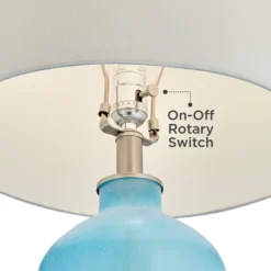 360 Lighting Modern Table Lamps 27 3/4" Tall Set Of 2 With USB Charging Port Blue Glass White Drum Shade For Living Room Bedroom -360 Lighting Outlet Store GUEST 73beb6e4 67bc 4763 82a4 d7bc62cd0d2b