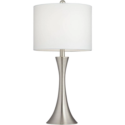 360 Lighting Gerson Modern Table Lamps 24" High Set Of 2 Brushed Nickel With Dimmers LED White Drum Shade For Bedroom Living Room Bedside Nightstand 8 360 Lighting Gerson Modern Table Lamps 24" High Set Of 2 Brushed Nickel With Dimmers LED White Drum Shade For Bedroom Living Room Bedside Nightstand - Image 8