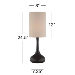 360 Lighting Modern Table Lamp 24.5" High Espresso Bronze Metal Droplet Linen Cylinder Shade For Living Room Family Bedroom Bedside Office -360 Lighting Outlet Store GUEST 77d9bf4d d15e 4e22 9749 54a43be4a16e