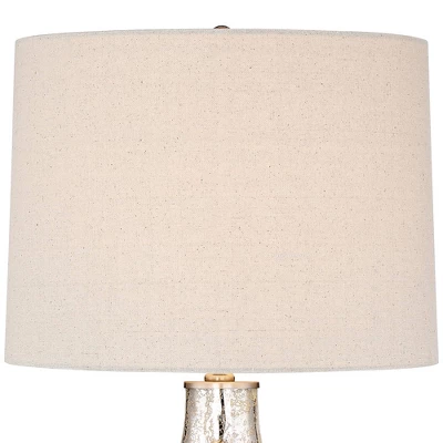 360 Lighting Waylon Modern Table Lamp 28" Tall Textured Mercury Glass Off White Tapered Drum Shade For Bedroom Living Room Bedside Nightstand Office 3 360 Lighting Waylon Modern Table Lamp 28" Tall Textured Mercury Glass Off White Tapered Drum Shade For Bedroom Living Room Bedside Nightstand Office - Image 3