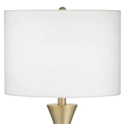 360 Lighting Elka Modern Mid Century Table Lamp 28" Tall Brass Geometric Metal White Drum Shade For Bedroom Living Room Bedside Nightstand Office Home -360 Lighting Outlet Store GUEST 7a8b33dd 7fd7 4010 b1c8 e4a50f07ea7b