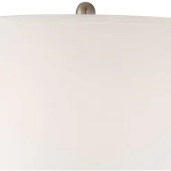 360 Lighting Geoff Modern Table Lamps 26" High Set Of 2 Brushed Nickel With USB Charging Port White Drum Shade For Bedroom Living Room Bedside Desk -360 Lighting Outlet Store GUEST 7abbf159 31a5 40d1 9781 1e5ec631efc7