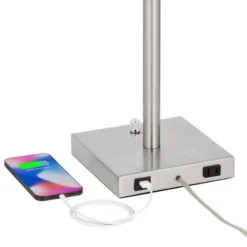 360 Lighting Andre 26 3/4" Tall Mid Century Modern Table Lamps Set Of 2 USB Port AC Power Outlet Silver Finish Metal White Shade Living Room Charging -360 Lighting Outlet Store GUEST 7b1d6fe1 49d6 4005 8319 277d1ca1818b