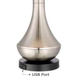 360 Lighting Simon Modern Table Lamps 25 1/2" High Set Of 2 Brushed Nickel With USB Charging Port Black Faux Silk Drum Shade For Bedroom Office Desk -360 Lighting Outlet Store GUEST 7dbbf572 e51b 4dd2 8516 5a195ad09e81 1