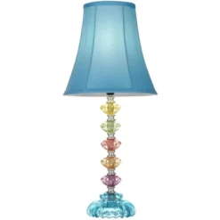 360 Lighting Bohemian Country Cottage Accent Table Lamp 21" High Teal Blue Stacked Glass For Bedroom Living Room Bedside Nightstand Office Kids Family -360 Lighting Outlet Store GUEST 7dfc0313 74f3 4054 ad71 3143abd876df
