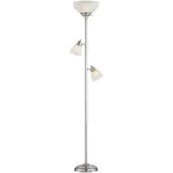 360 Lighting Ellery Modern Torchiere Floor Lamp With Side Lights 72" Tall Brushed Nickel Frosted White Glass Shade For Living Room Reading Bedroom -360 Lighting Outlet Store GUEST 7f33b743 32b6 4949 b743 9c97226e3e84