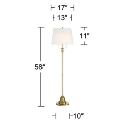 360 Lighting Spenser Vintage Floor Lamp 58" Tall Brushed Antique Brass Metal Off White Linen Drum Shade For Living Room Bedroom Office House Home -360 Lighting Outlet Store GUEST 7f850d7b 2807 443a ad60 83269be3ccee